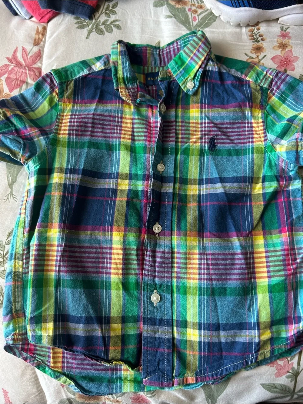 Ralph Lauren Multicolor Plaid Button-Down Shirt — Blue, Green, Yellow, Purple